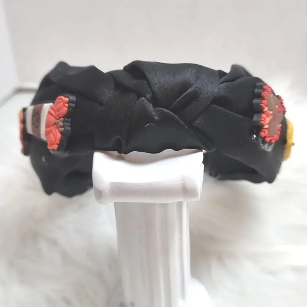 DISNEY MICKEY MINNIE charm black satin handmade headband